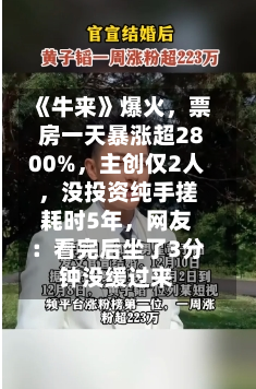 《牛来》爆火	，票房一天暴涨超2800%，主创仅2人，没投资纯手搓耗时5年	，网友：看完后坐了3分钟没缓过来-第2张图片