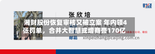 湘财股份恢复审核又被立案 年内领4张罚单，合并大智慧或增商誉170亿-第2张图片
