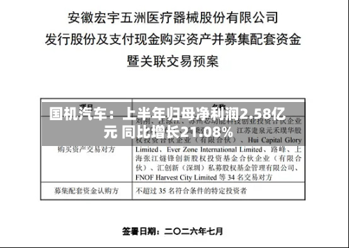 国机汽车:上半年归母净利润2.58亿元 同比增长21.08%-第2张图片