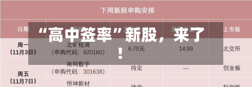 “高中签率”新股	，来了！-第2张图片