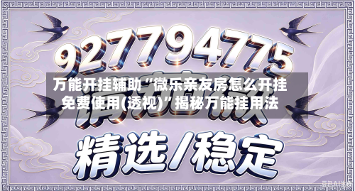 万能开挂辅助“微乐亲友房怎么开挂免费使用(透视)	”揭秘万能挂用法-第1张图片