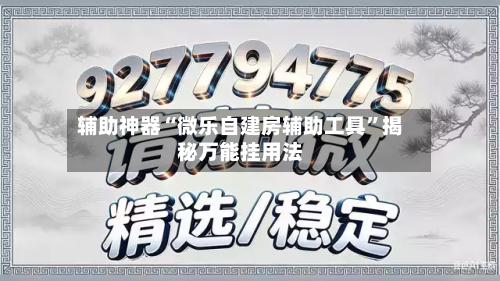 辅助神器“微乐自建房辅助工具	”揭秘万能挂用法-第1张图片