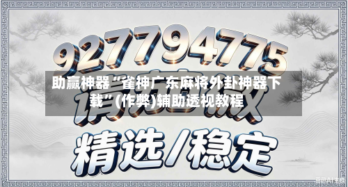 助赢神器“雀神广东麻将外卦神器下载”(作弊)辅助透视教程-第2张图片