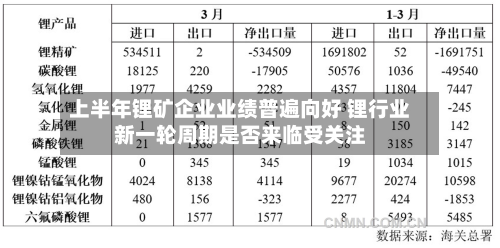 上半年锂矿企业业绩普遍向好 锂行业新一轮周期是否来临受关注-第2张图片