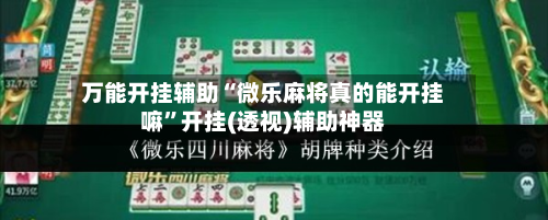 万能开挂辅助“微乐麻将真的能开挂嘛”开挂(透视)辅助神器-第2张图片