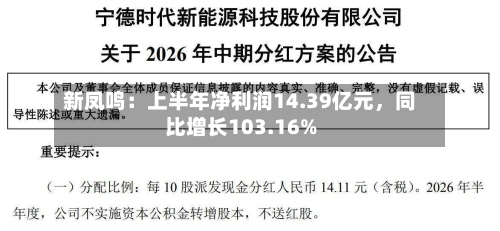 新凤鸣：上半年净利润14.39亿元	，同比增长103.16%-第1张图片