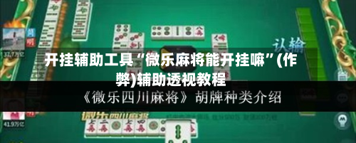 开挂辅助工具“微乐麻将能开挂嘛”(作弊)辅助透视教程-第1张图片