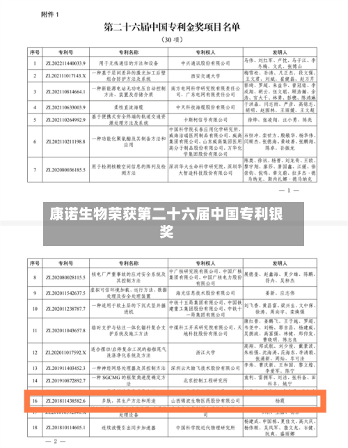 康诺生物荣获第二十六届中国专利银奖-第2张图片