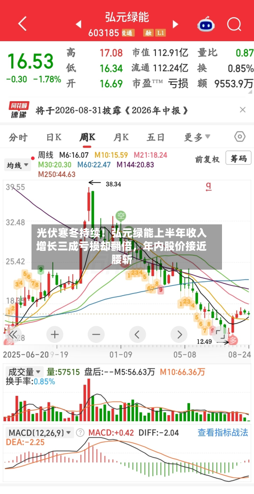 光伏寒冬持续！弘元绿能上半年收入增长三成亏损却翻倍	，年内股价接近腰斩-第2张图片
