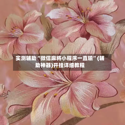 实测辅助“微信麻将小程序一直输”(辅助神器)开挂详细教程-第1张图片