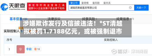 涉嫌欺诈发行及信披违法！*ST清越拟被罚1.7188亿元，或被强制退市-第1张图片