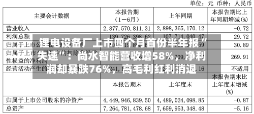 锂电设备厂上市四个月首份半年报“失速”：尚水智能营收增58%，净利润却暴跌76%，高毛利红利消退-第1张图片